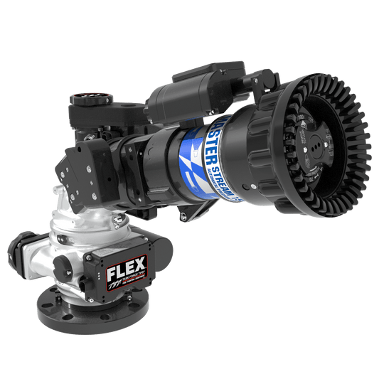 Task Force Tips Flex RC 2000 GPM (7600 LPM) Monitor, Aerial Platform – 4″ (100 mm) ANSI 150/DN100 PN16 Rigid Flange Inlet, 3.5″ (90 mm) NHM Rigid Outlet, 12/24 VDC Acc. Power, J1939 CAN Bus, Silver