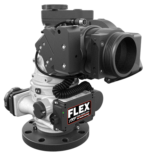 Task Force Tips Flex RC 2000 GPM (7600 LPM) Monitor, Standard – 4″ (100 mm) ANSI 150/DN100 PN16 Rigid Flange Inlet, 3.5″ (90 mm) NHM Rigid Outlet, 12/24 VDC Acc. Power, J1939 CAN Bus, Silver