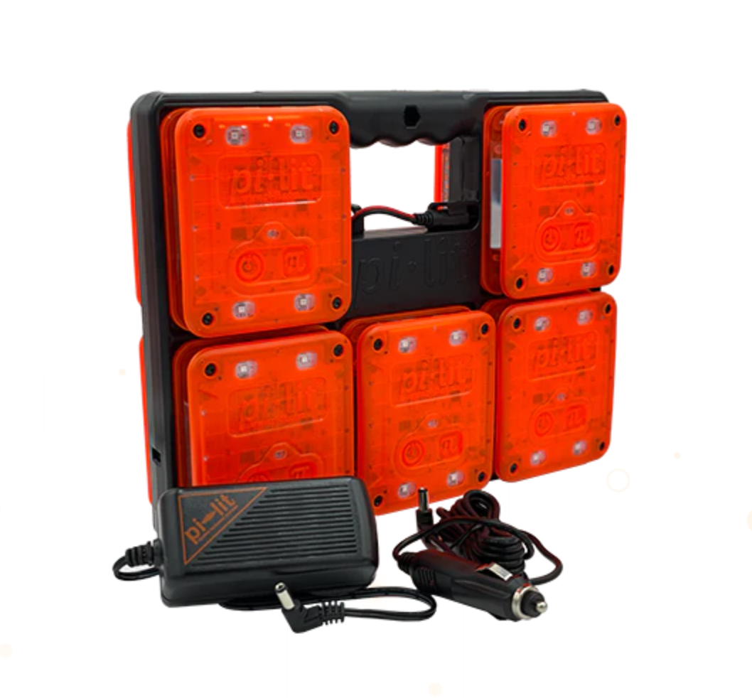 Pi-Lit Rechargeable ICS Paired Smart Sequential Road Flares Orange